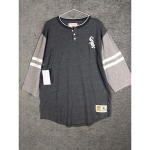 NWT Mitchell and Ness Chicago White Sox MLB Henley Shirt Mens XL Cooperstown